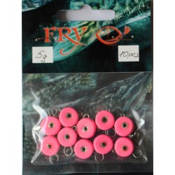 Вантаж вухатий для риболовлі, таблетка (ексцентрик) колір Silvereyes Pink, 10шт в уп., вага 5г